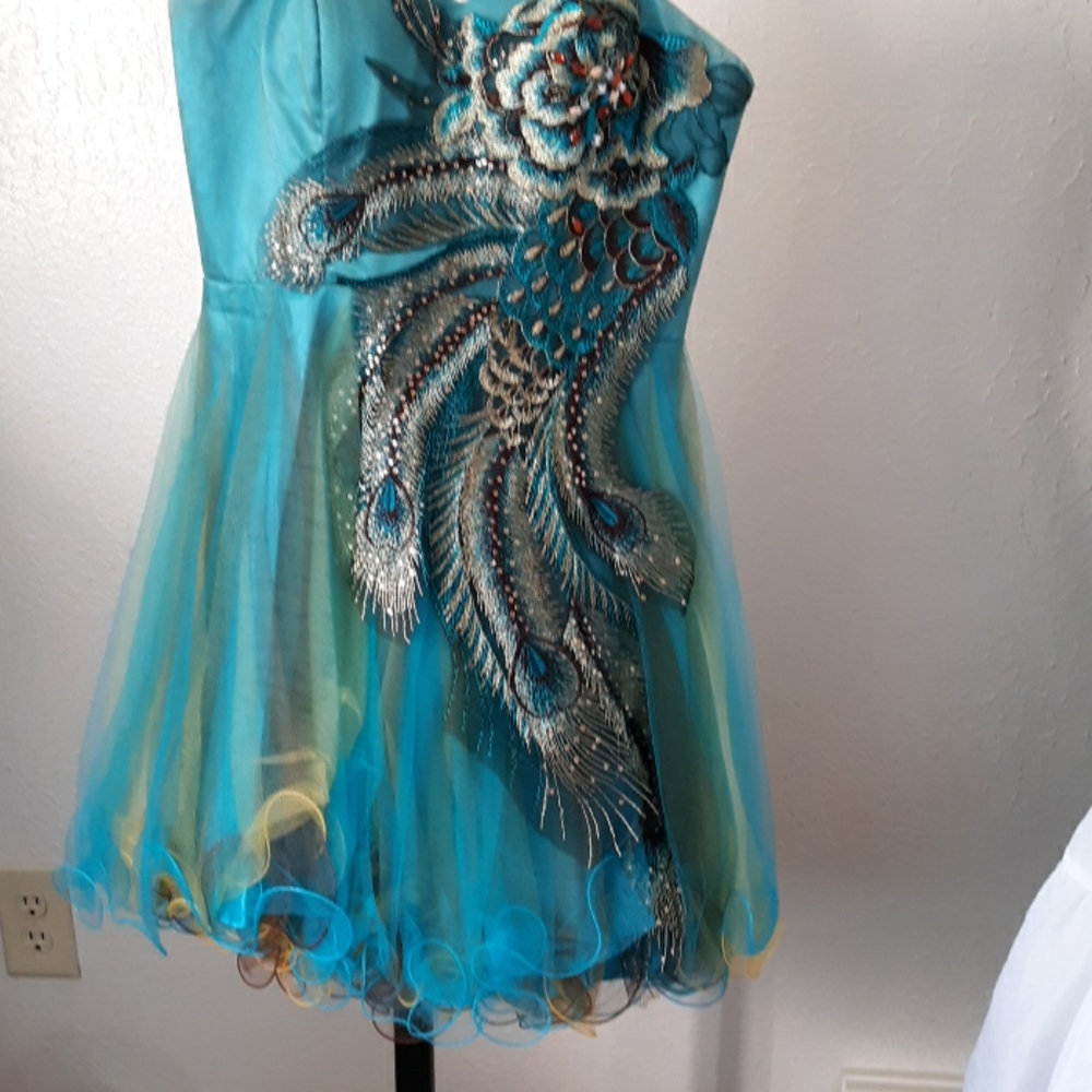 Dress peacocks designed. Sleeveless